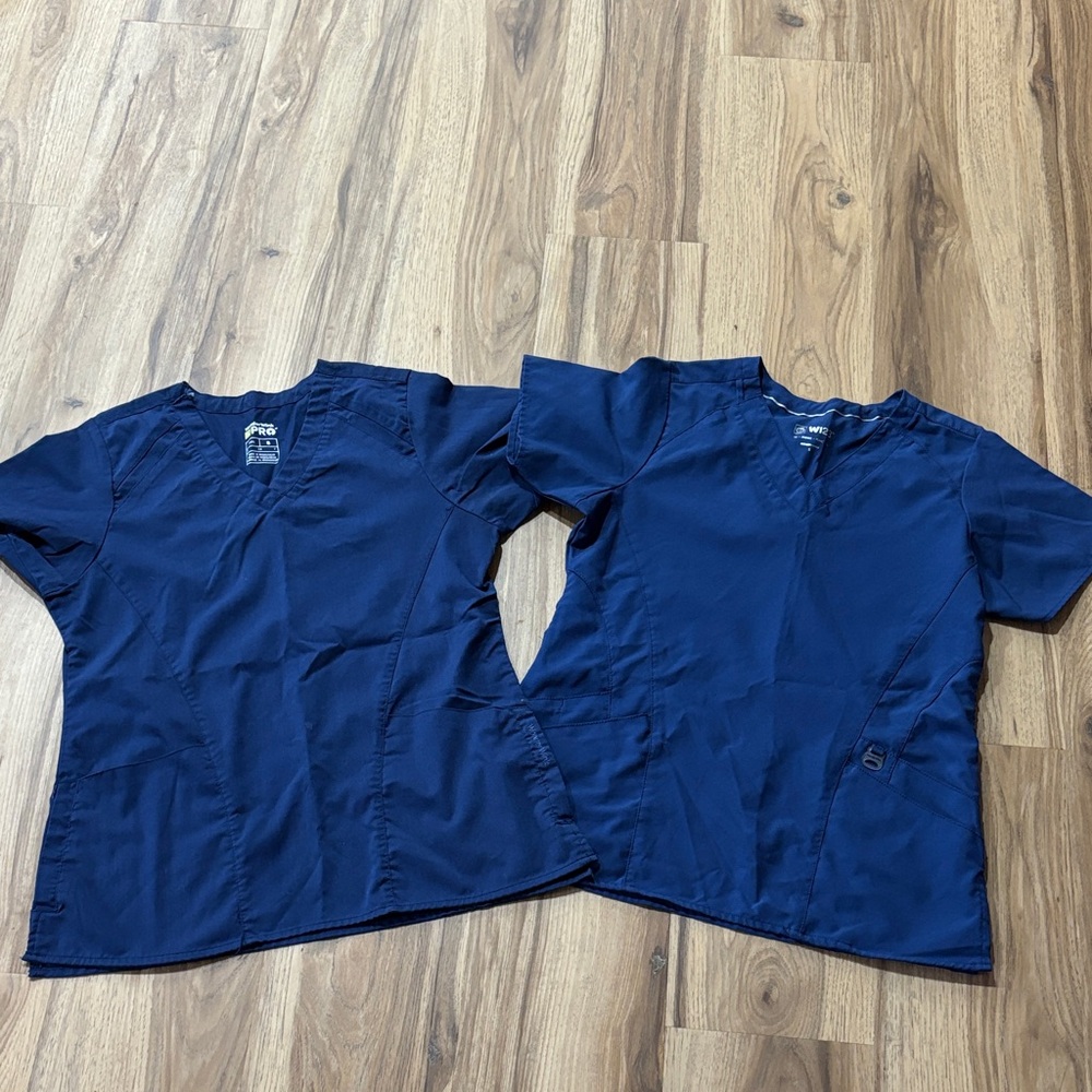 WonderWink Navy Blue Short Sleeve Tops